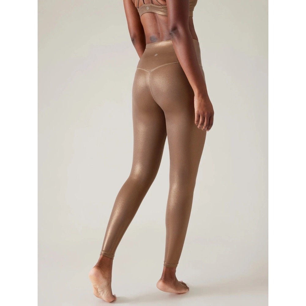 New Athleta Elation Shine Tight Leggings XL Gold Metallic Ultra High Rise NWT - Picture 3 of 10